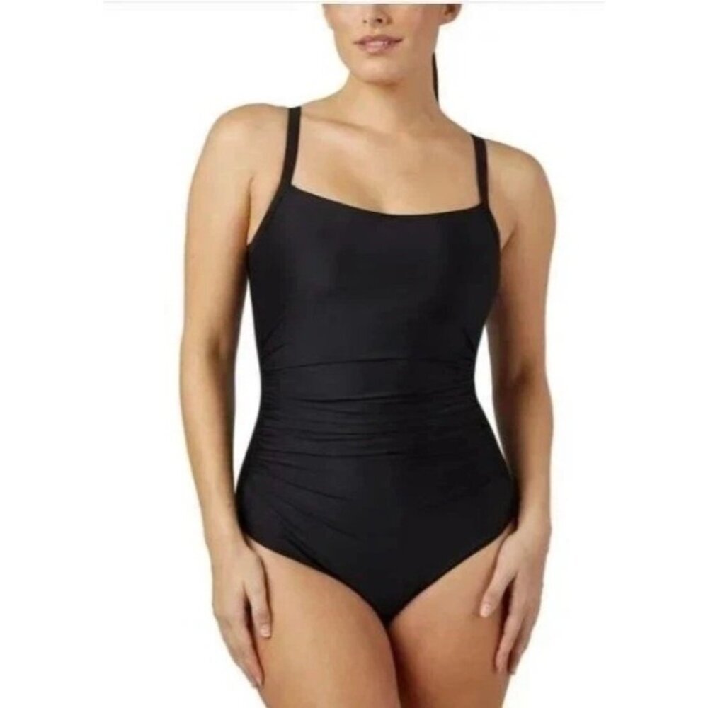 32 Degrees Women's L Black One-Piece Swimsuit With Adjustable Straps A2524